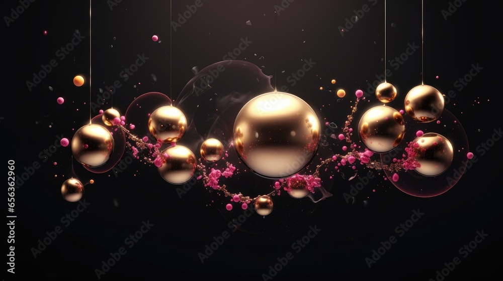 Background of Ascending Spheres of Marble and Gold Background of Ascending Spheres of Marble and Gold