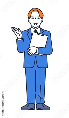 提案する若いビジネスマンのシンプルなベクターイラスト素材