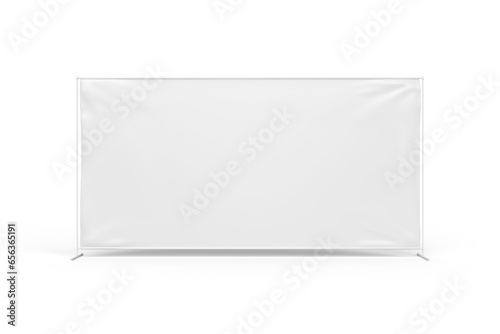 Exhibition Wall Banner Backdrop Mock up Blank Empty Image Isolated on White Background 3D Illustration