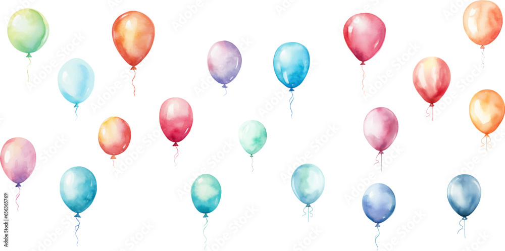 Set of watercolor balloons on a white background. Set of watercolor balloons on a white background.
