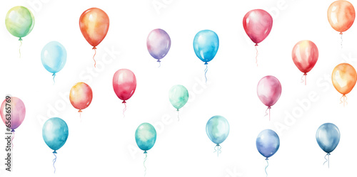 Set of watercolor balloons on a white background.