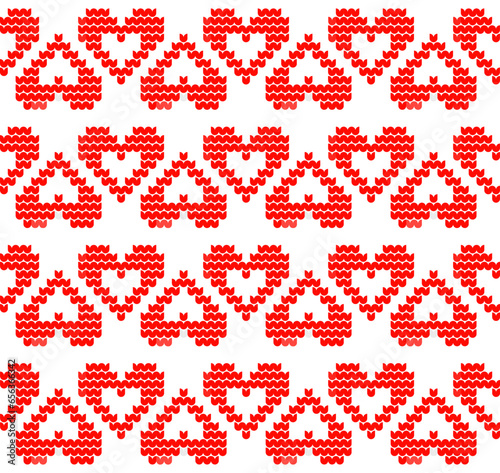 Seamless hearts pattern with a knitted texture.