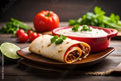 bread chicken wrap with sauce and vegetables
