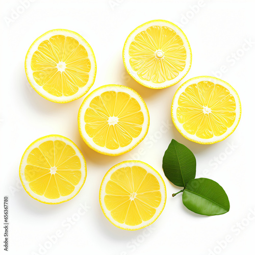 Lemon slices on white background