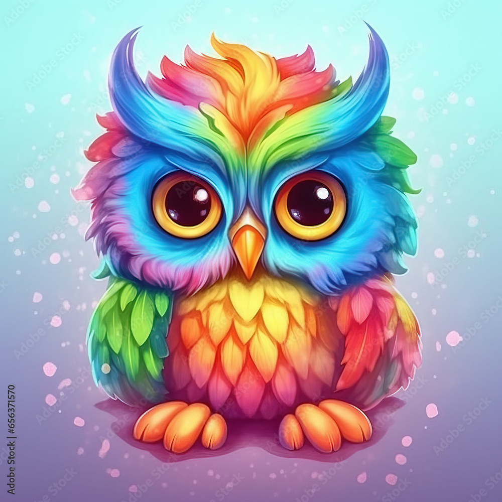 Rainbow Owl. Generative AI Rainbow Owl. Generative AI