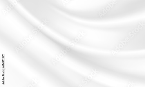 Smooth elegant white silk vector or satin luxury cloth texture can use as wedding background. White cloth with soft waves. Luxurious Christmas background or New Year background. Mesh Vector EPS10.