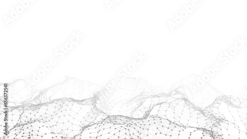 Futuristic technology. Digital cyberspace. Abstract vector wave with moving particles. Big data analytics.