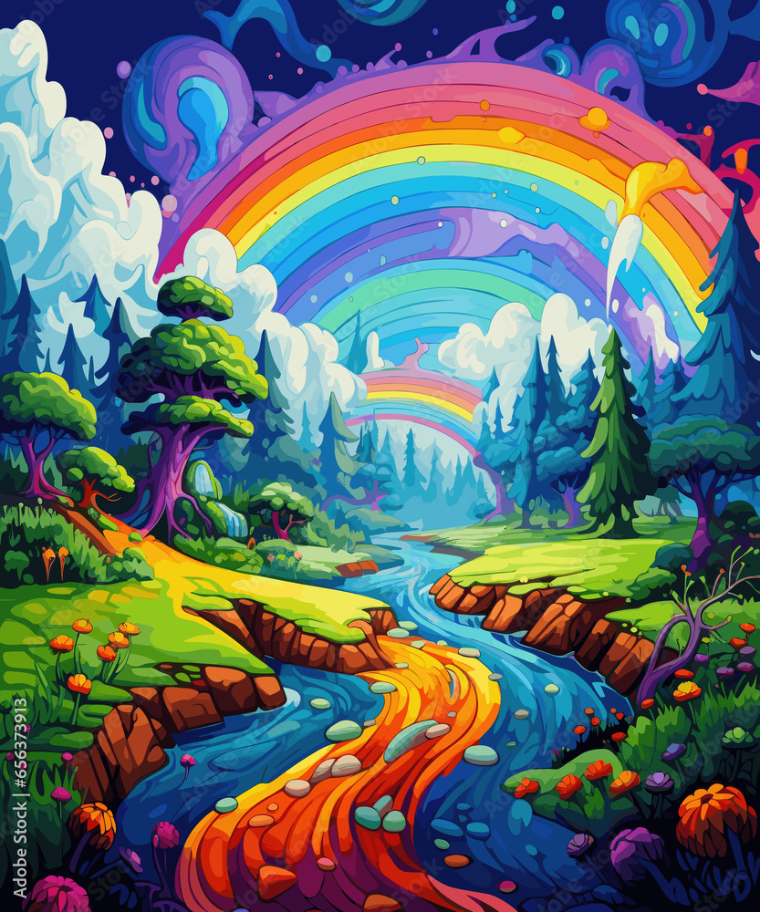 Fototapeta premium Sunset Ocean Watercolor Future Art