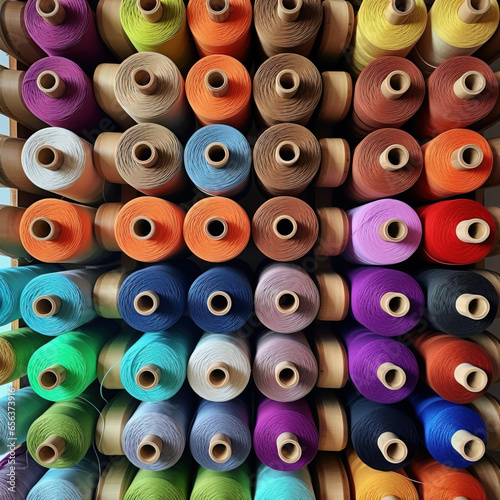 Colorful spools of thread. Generative AI
