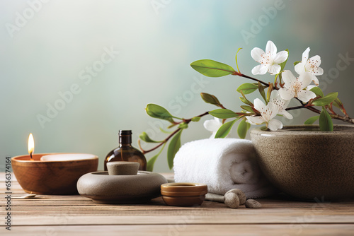 Spa atmosphere  tranquil scene  soft spa lighting  relaxing natural elements  holistic wellness