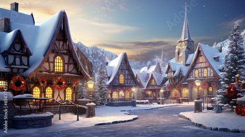 Enchanting Christmas Village. A magical winter wonderland comes to life  © Humam