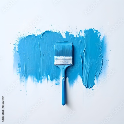 blue paint brush on white background