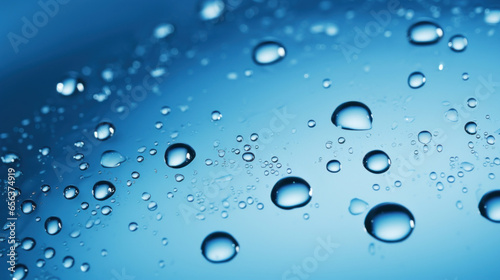 Raindrops on a blue glass background