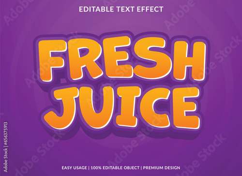 fresh juice text effect template design with 3d style use for business brand and logo