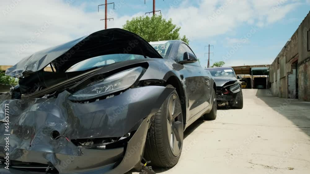 Car Crash Accident, Damaged Automobile After Collision. Detail With Damage car After a Car Crash Accident.