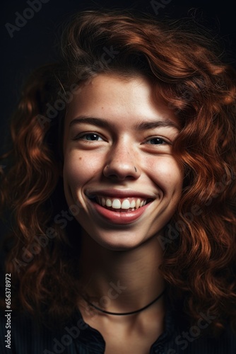 portrait of a happy young woman smiling at the camera with her tongue out