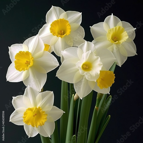 daffodils on black