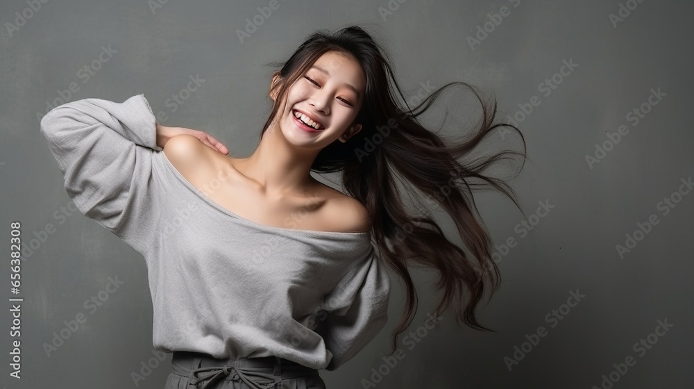 Photograph a young Korean girl with a Korean style fashion concept. Photograph a young Korean girl with a Korean style fashion concept.