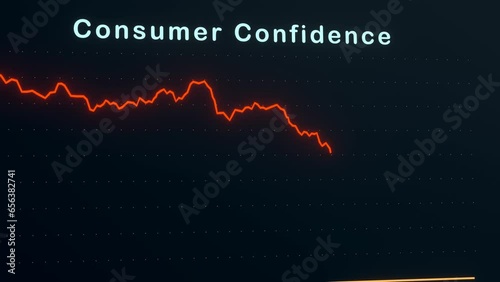Consumer Confidence down. Customers save their money, they cautious and consumer spending are low. Business, retail, social issue, economic crisis. photo