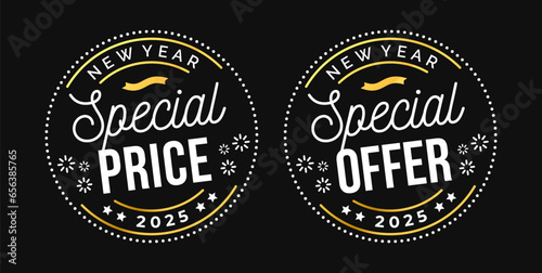 Luxury New Year Special Price and Offer Label Design Template Vector For icon, logo, seal, tag, sign, seal, symbol, badge, stamp, sticker, etc.
