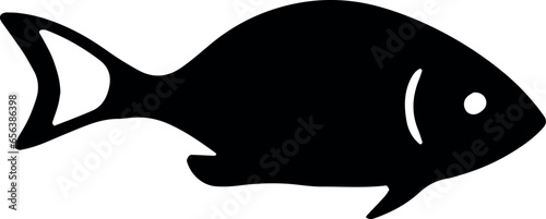 Fish silhouette swimming gracefully in the vast open ocean, its elegant form defined against a transparent background. Generative AI 