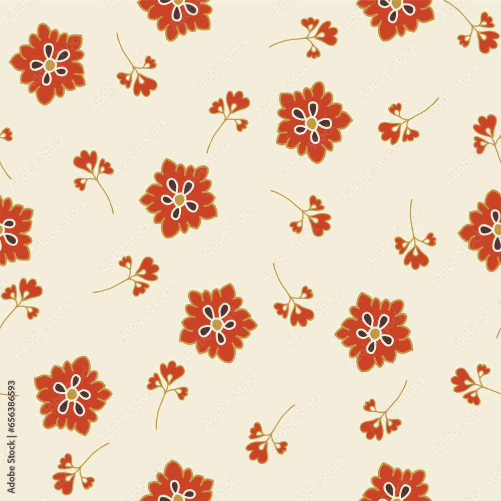 Rust seamless pattern with leaves, flowers, and floral elements. Autumn pattern design. Good for printing. Perfect vector for textile, wallpaper, and scrapbooking. Rust seamless pattern with leaves, flowers, and floral elements. Autumn pattern design. Good for printing. Perfect vector for textile, wallpaper, and scrapbooking.