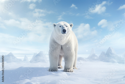 latar belakang salju beruang kutub yang lucu © Salawati