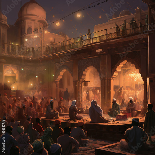 Qawali Night on the Shrine - Muslim Festival Eve - Generated by AI