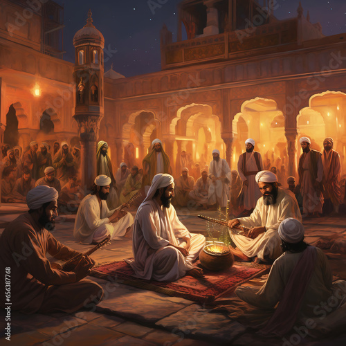 Qawali Night on the Shrine - Muslim Festival Eve - Generated by AI