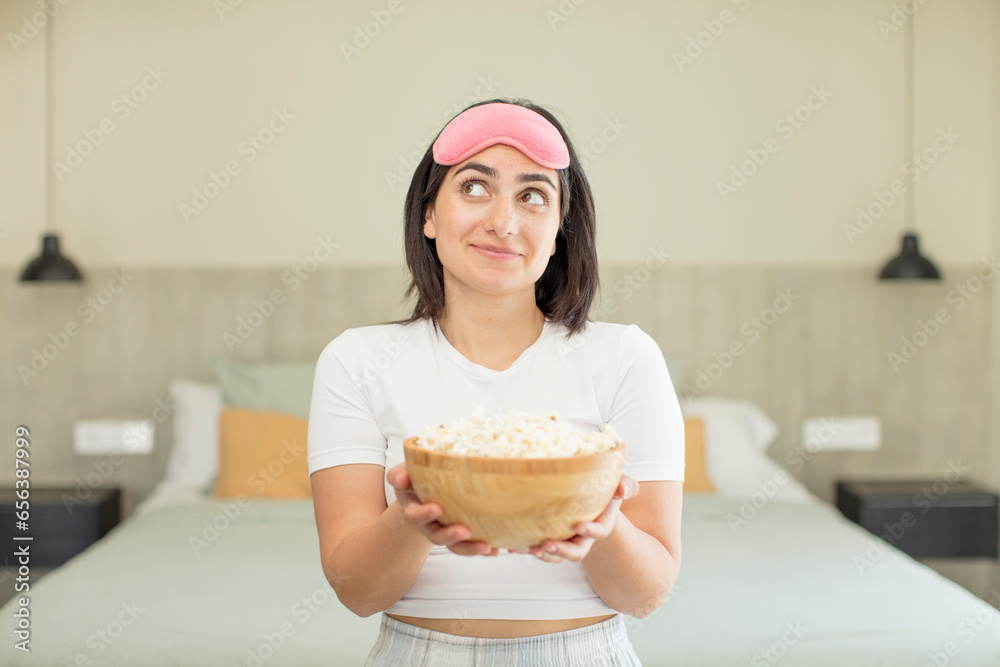 woman with popcorns