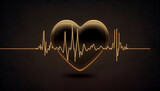 heart rate pulse, icon medicine logo, vector heartbeat heart rate icon, audio sound radio wave amplitude spikes. Generative Ai.