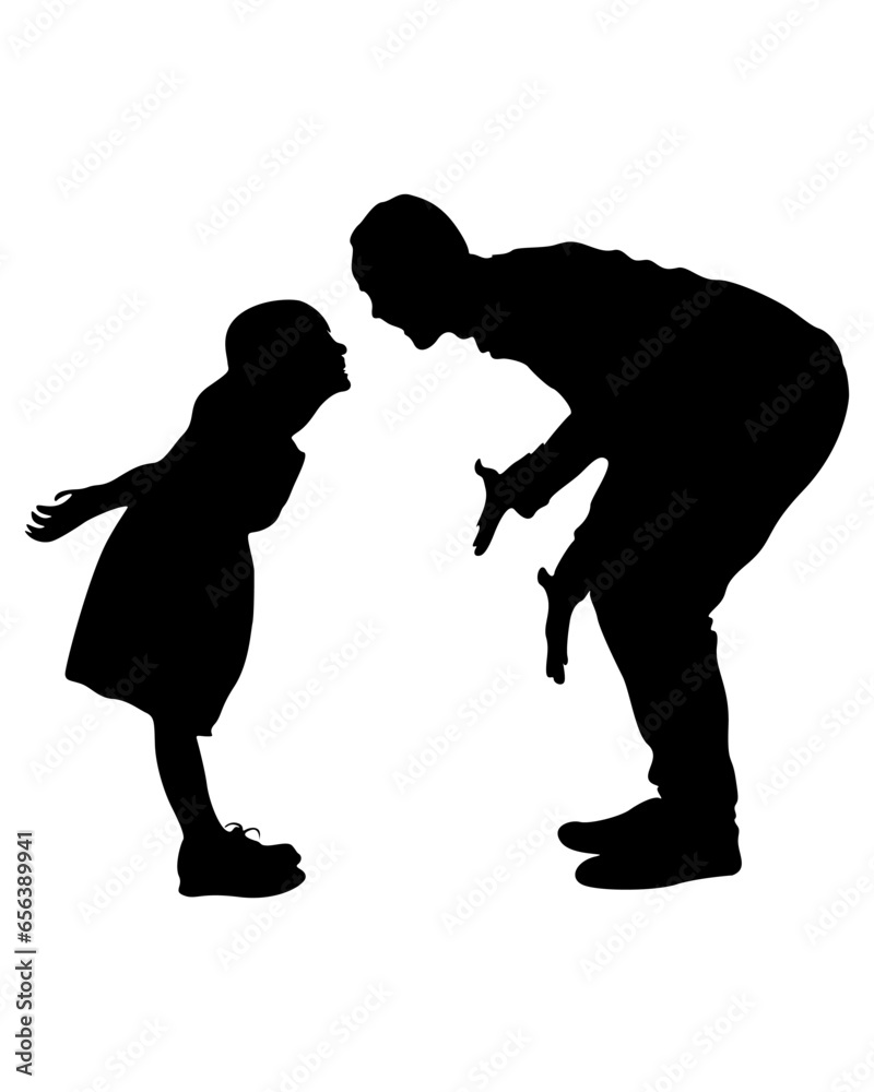 Father Daughter Father's Day Silhouette Vector Art