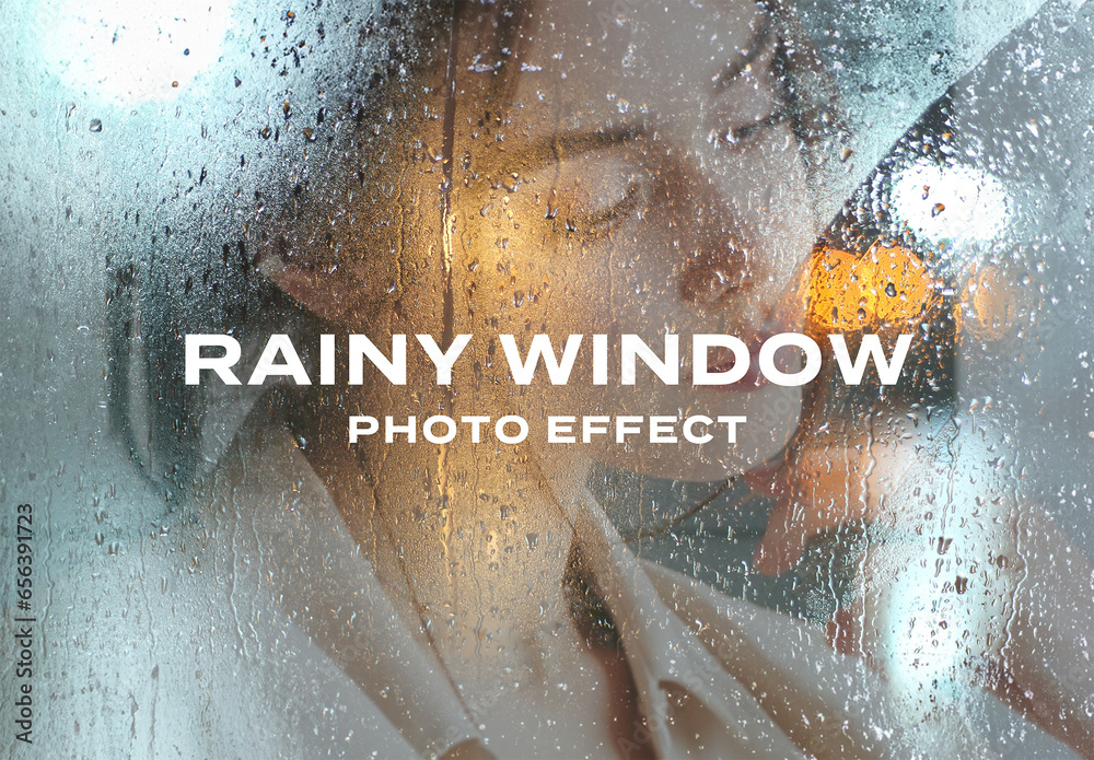 Photography Raining Reflection Window Rainy Reflection Window Street Photo Effect Mockup Template Texture ...