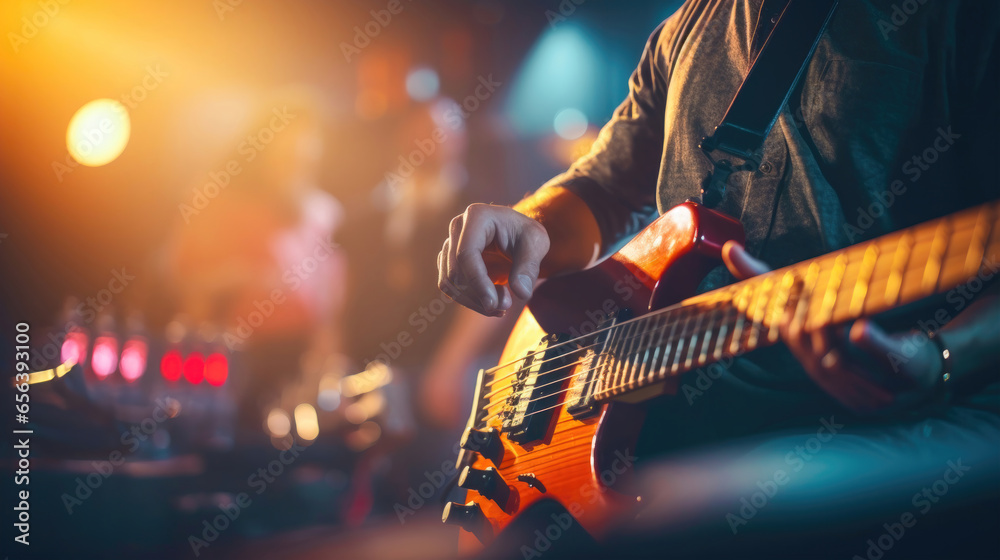 Fototapeta premium Guitarist and Singer Captivating the Audience with a Live Music Concert