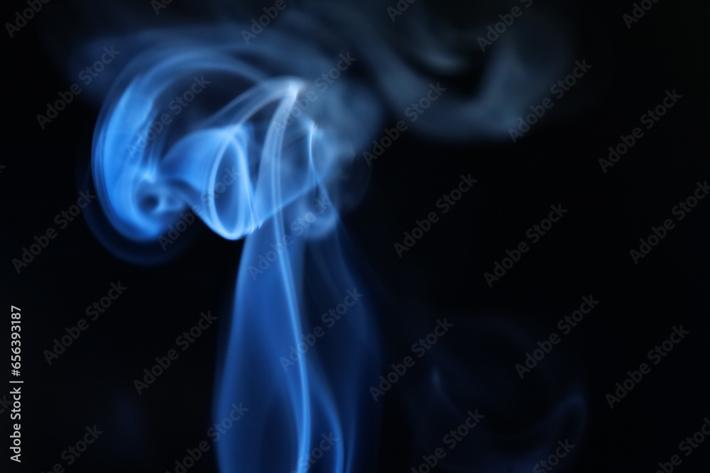 Blue smoke on a dark background, fog pattern, detailed smoke shapes Blue smoke on a dark background, fog pattern, detailed smoke shapes