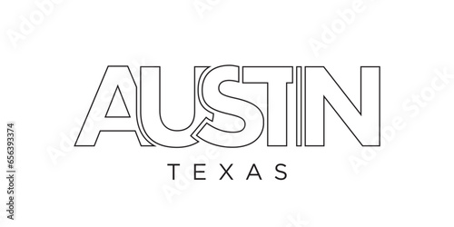 Austin, Texas, USA typography slogan design. America logo with graphic city lettering for print and web. photo