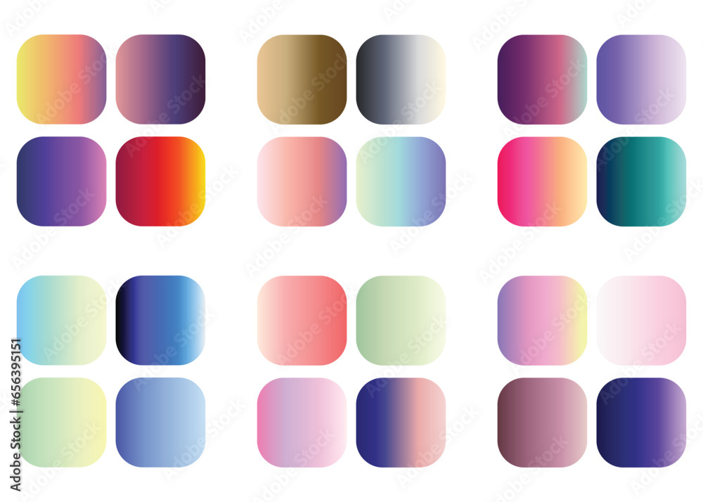 Abstract color palette guide.  Gradient color set. 