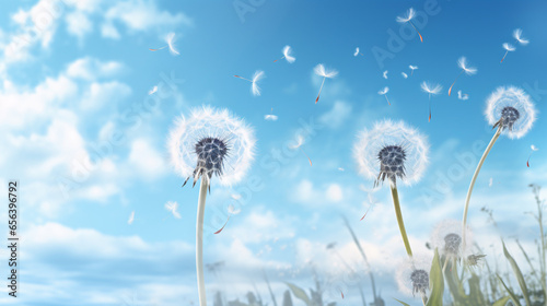 Dandelion Dust in Blue Sky