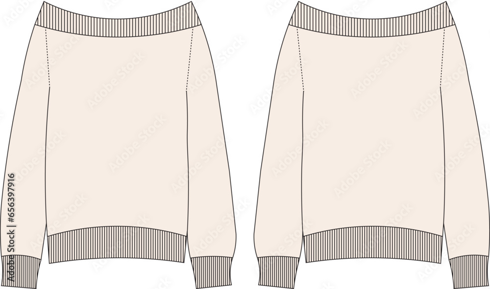 Sweater Technical drawing flat sketch, Template Flat Sketches, Fashion
