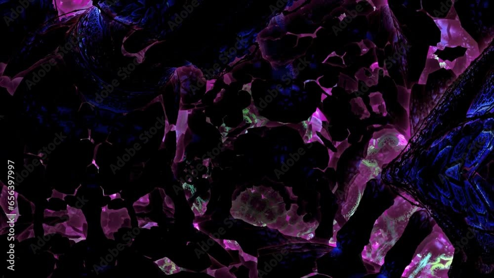 Experience a mind-bending journey as the camera delves deep inside a psychedelic mushroom, a visual spectacle designed for concerts, nightclubs, and the glitchy realms of digital art.