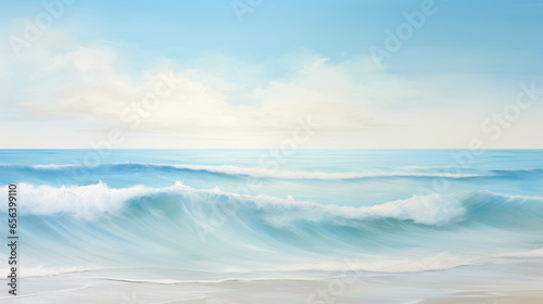 waves on the beach. Generative AI © ArtSpree