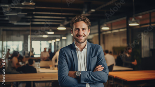 man sitting in front of a buildi. Generative AIng photo