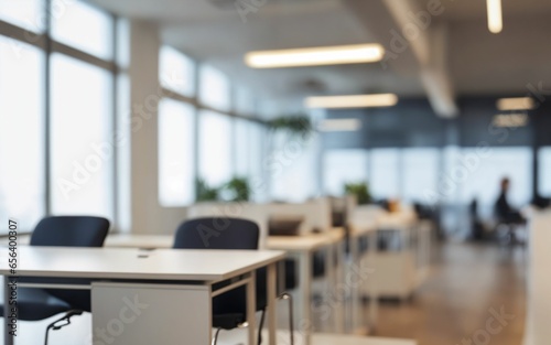 Blurred Office Elegance A Panoramic Workspace Background ai generated
