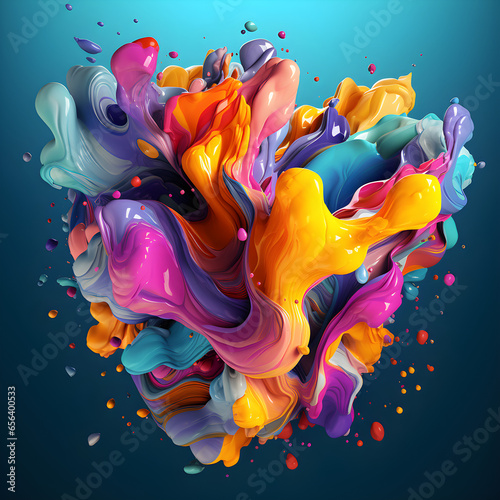 Abstract colorful splash 3d background generative ai background