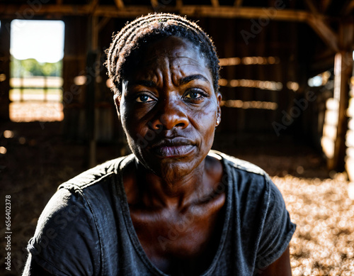 photo of angry black slavery woman people in American history , generative AI