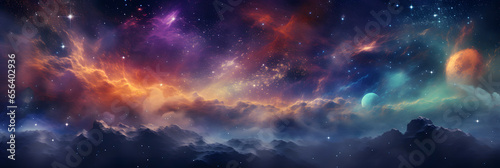 Colorful space galaxy cloud nebulaStary night cosmos
