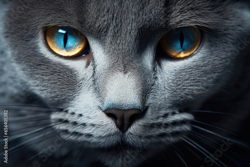 Cat of breed Russian Blue close up