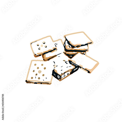 color sketch of a cracker cake with a transparent background