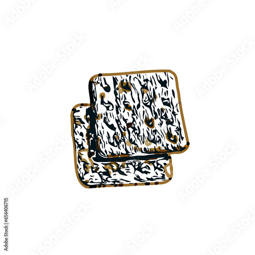 color sketch of a cracker cake with a transparent background