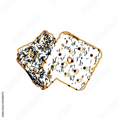 color sketch of a cracker cake with a transparent background
